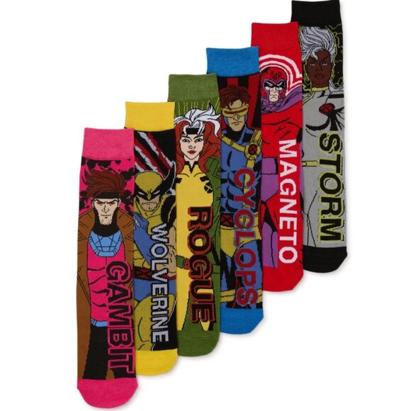 NEW Marvel X-Men Mens Crew Socks, 6-Pack - Shoe Size 8-12 - Picture 1 of 16
